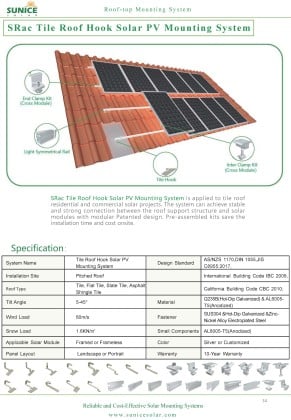 Tile Roof Hook Solar Mounting System